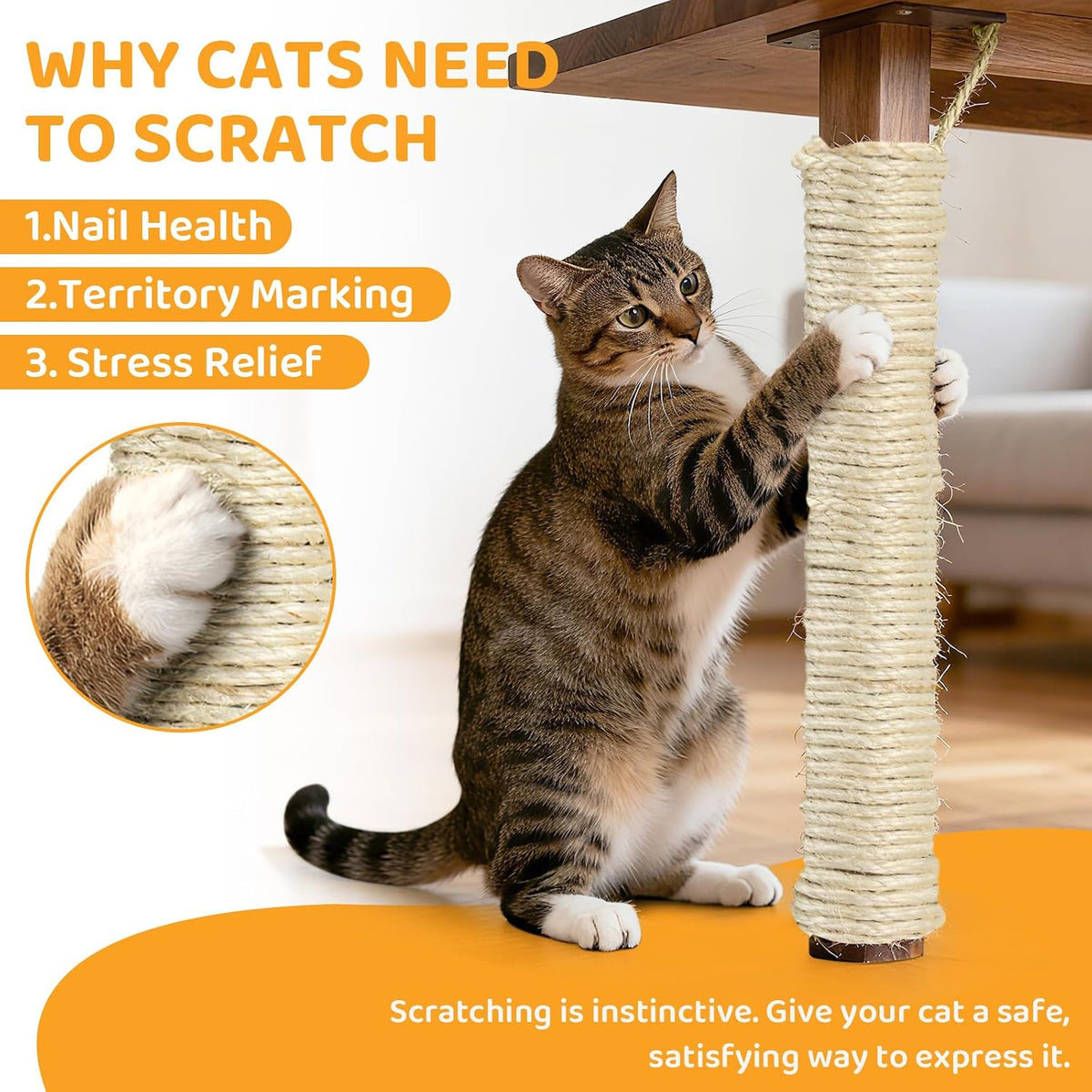 Repairing a worn cat scratching post with Auxmotec sisal rope