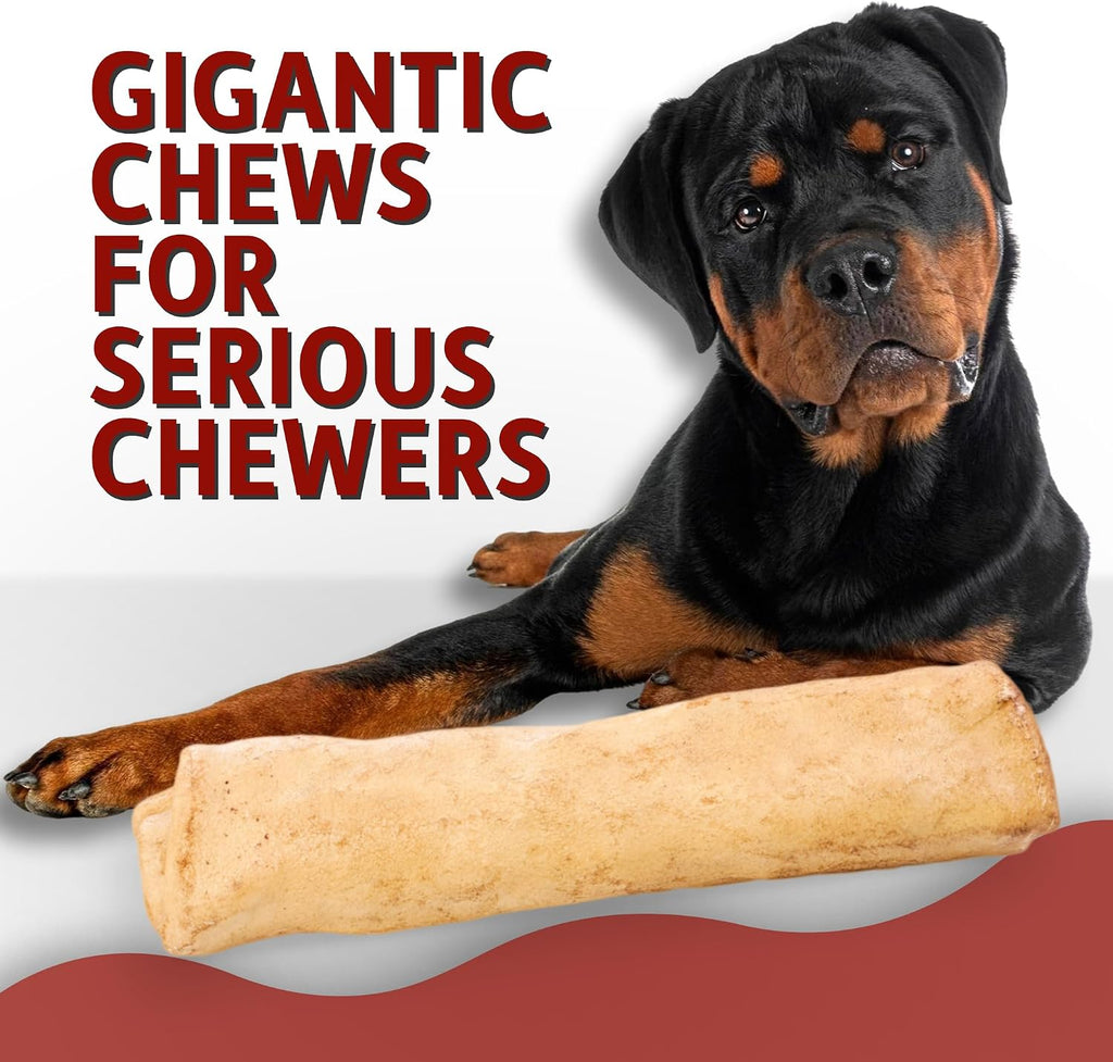 Canine Chews ten inch extra thick beefhide rolls close up