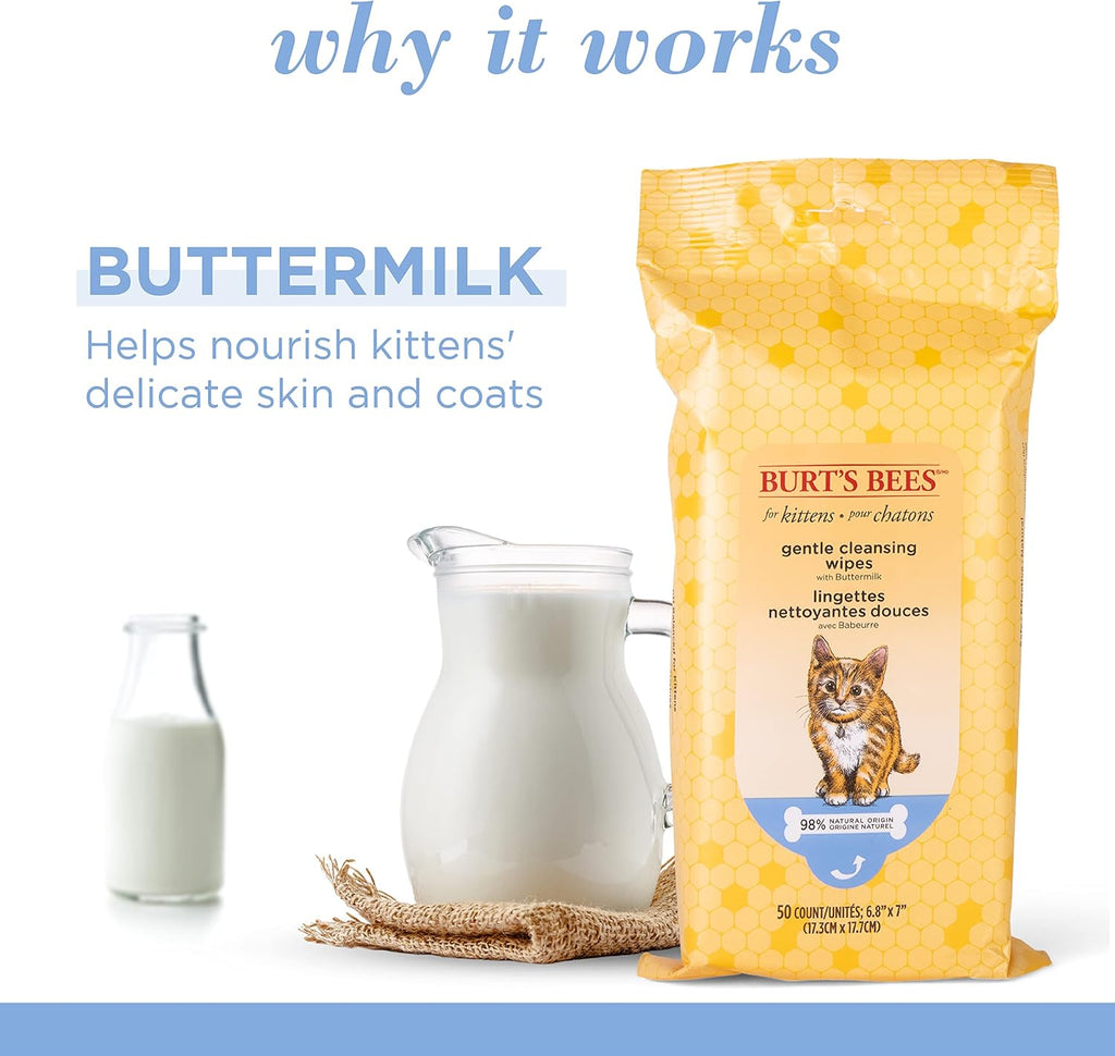 Burt's Bees waterless cat bath wipes for paws and coat hygiene