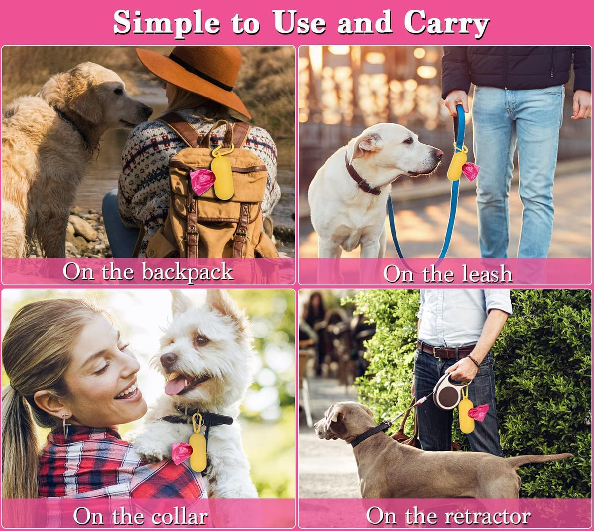 Large pink floral scented pet waste bags demonstration