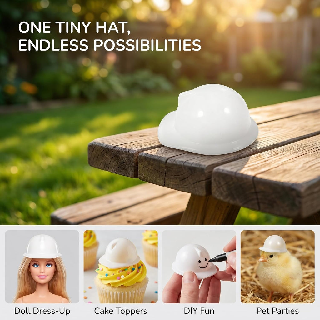 White tiny safety helmet for small animals and backyard chickens