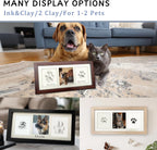 Side angle view of the premium espresso finished wooden frame from the MYPAWLETS pet footprint kit