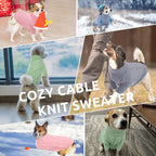 Side view of pink solid colored cable knit dog clothes
