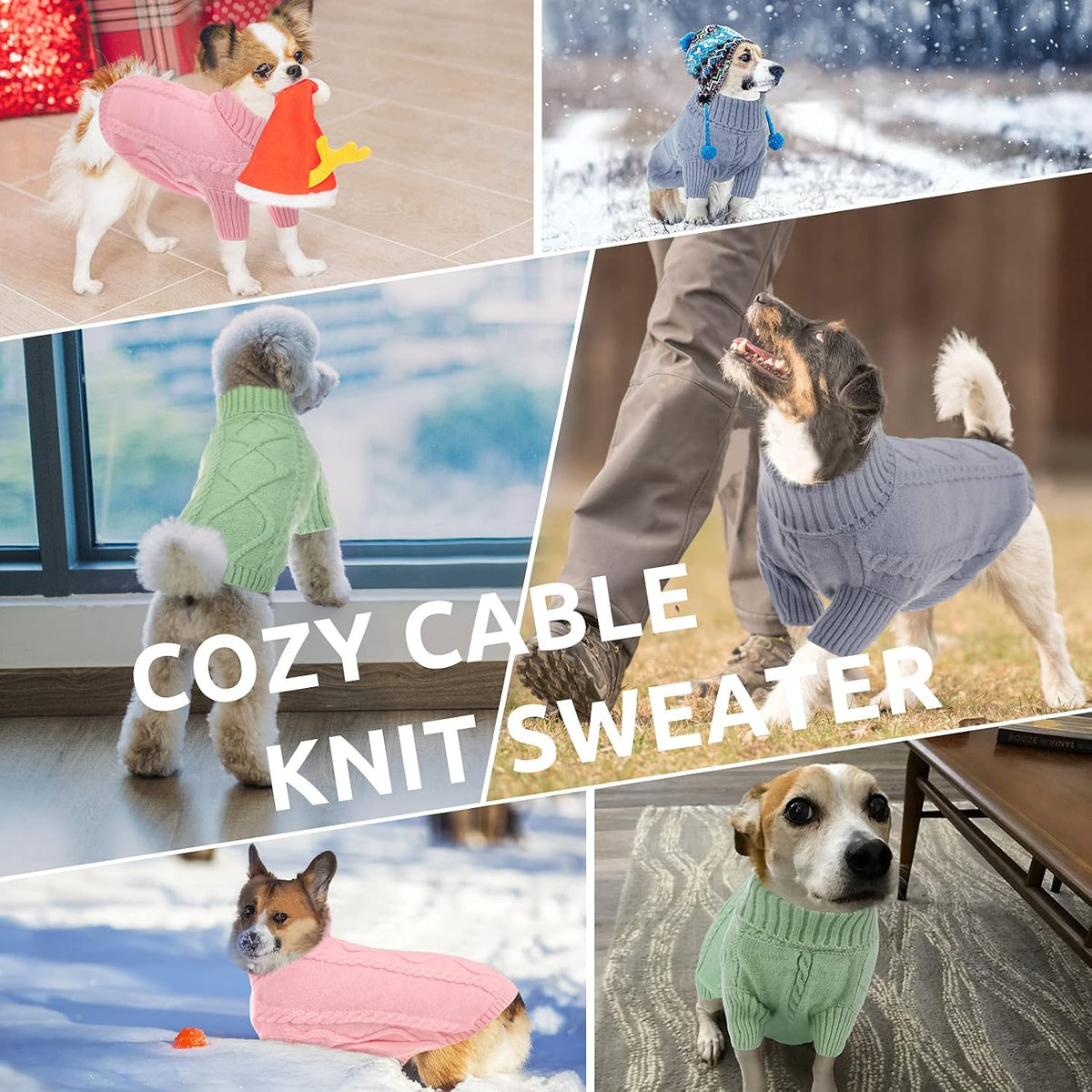 Side view of pink solid colored cable knit dog clothes