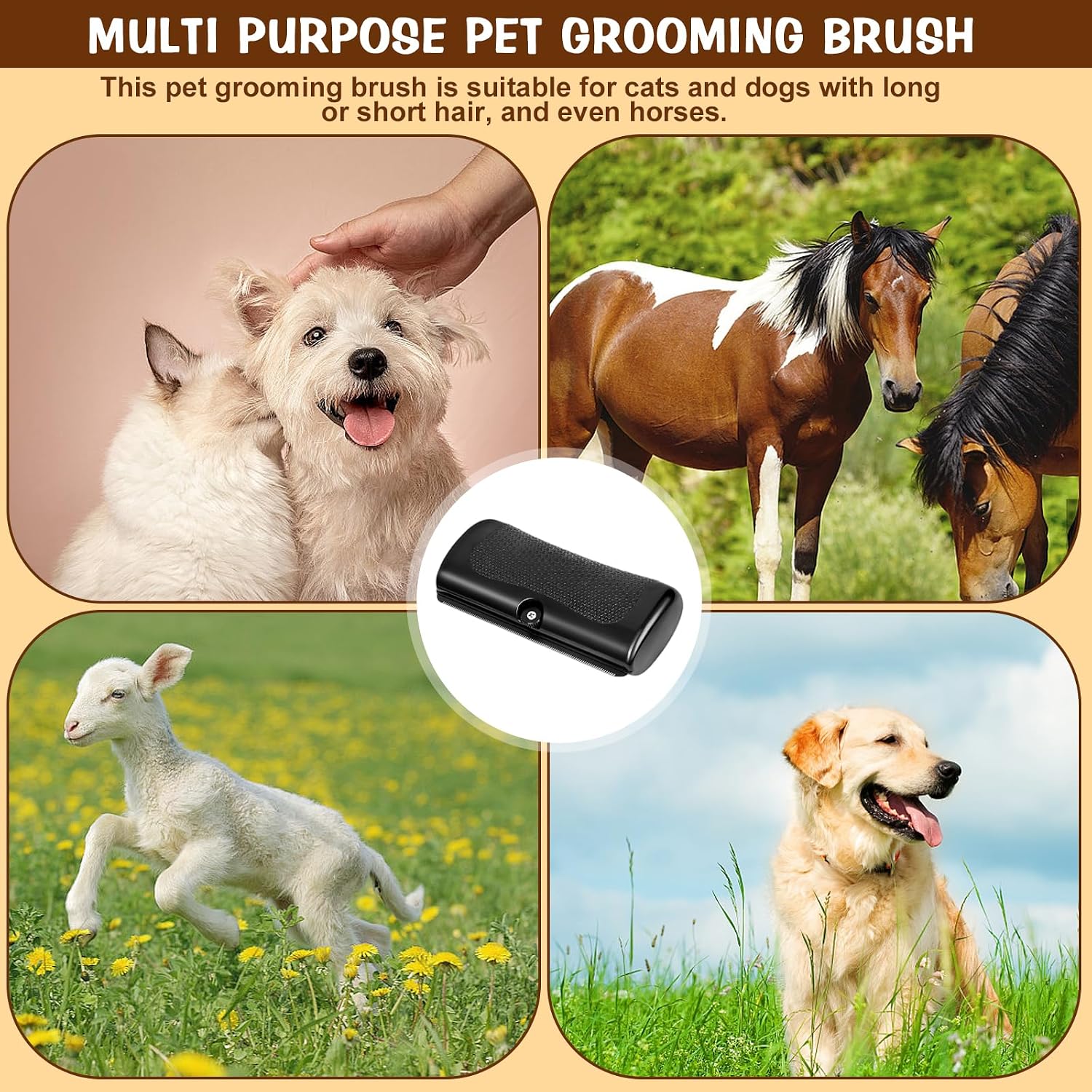 Side profile view of Nimbiepets pet grooming brush tool