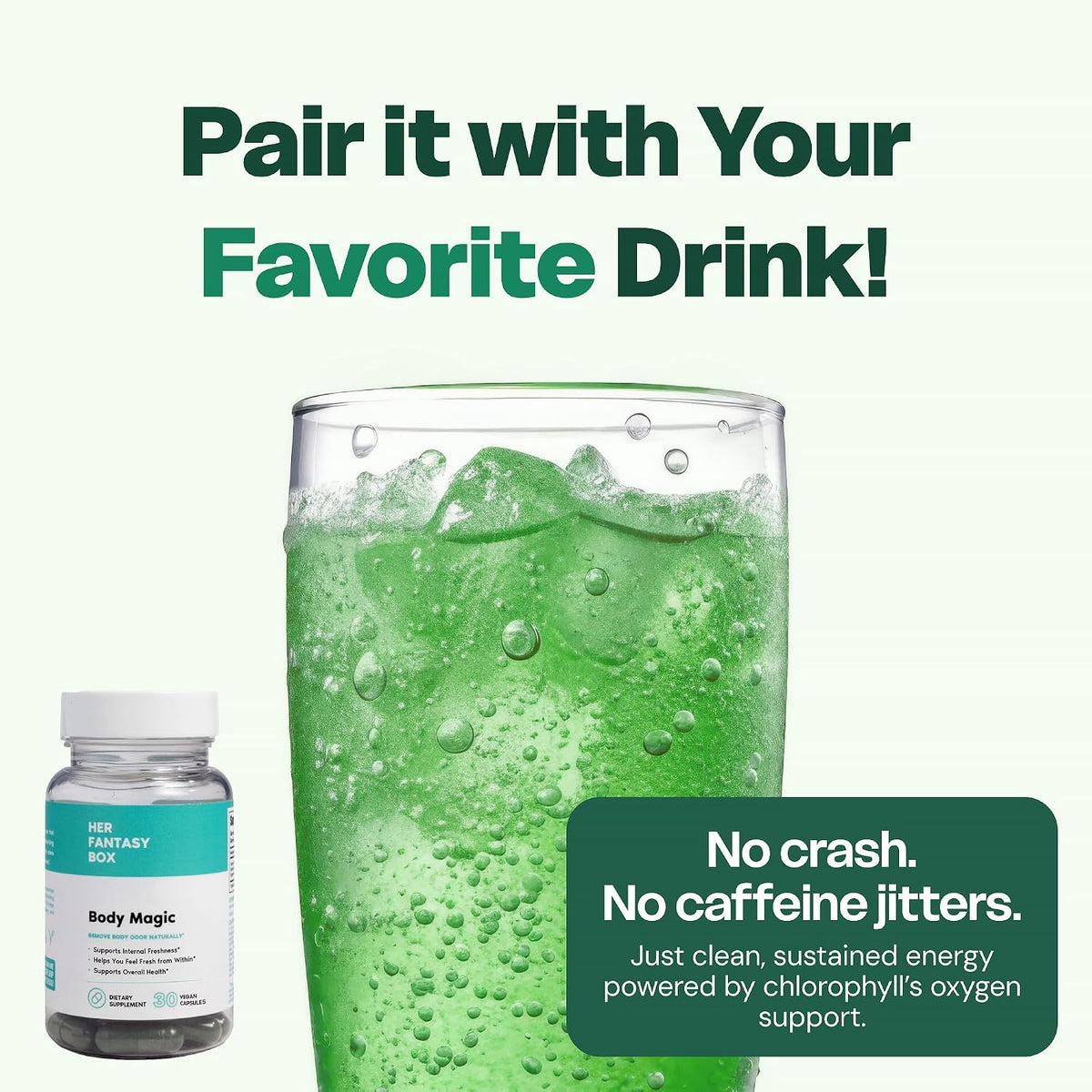 Her Fantasy Box | Body Magic | Chlorophyll Capsules - 30 Vegan Capsules for Detox, Digestion, Gut Health, Skin Support, and Oily Skin - Natural Energy Booster - Image 5