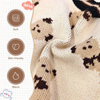 ABRRLO cartoon bear pattern pet cardigan for medium dogs back view