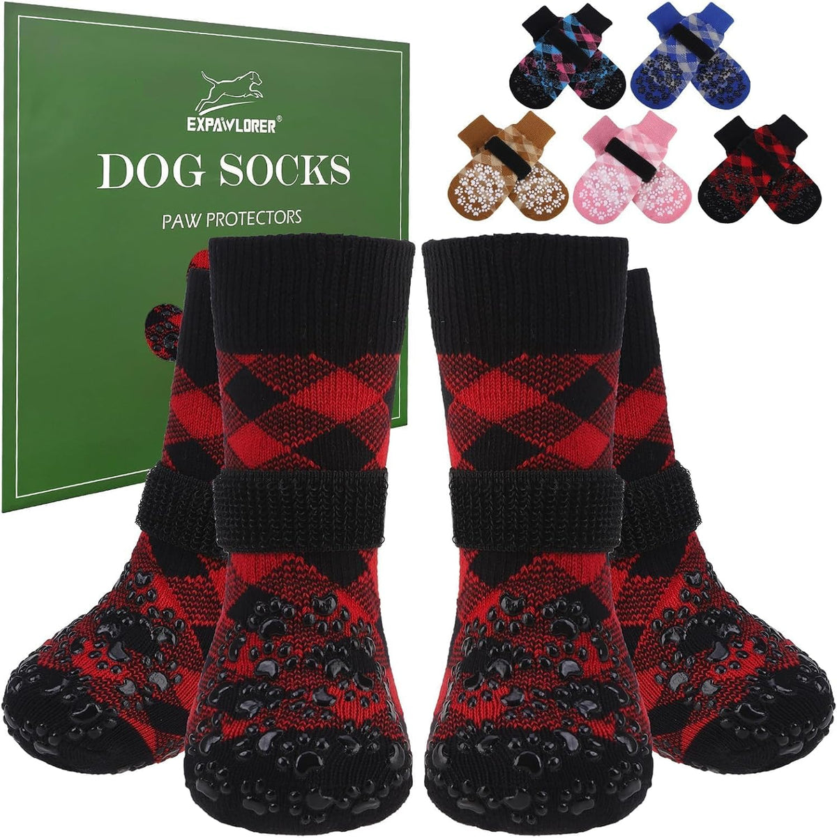 EXPAWLORER Dog Socks for Summer Hot Pavement to Prevent Licking Paws, Anti Slip Doggie Booties Grippy Shoes for Hardwood Floors, Boots & Paw Protectors for Small Medium Large Senior Dogs Khaki M - Image 10
