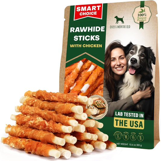 Beloved Pets rawhide sticks wrapped with chicken front view