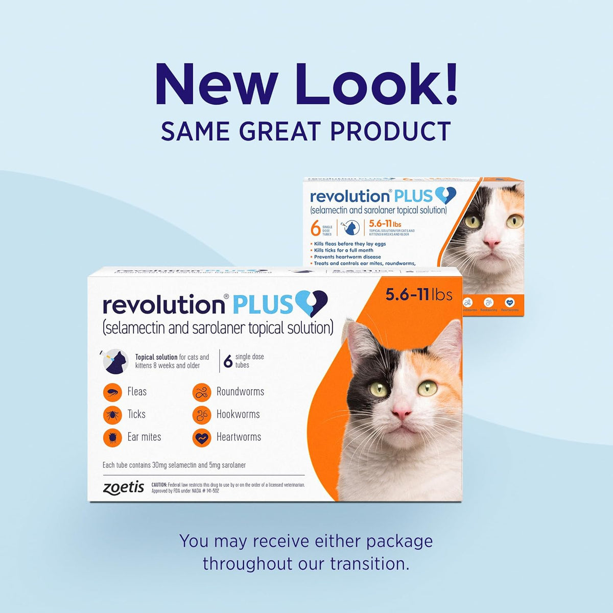 Revolution Plus (selamectin and sarolaner Topical Solution) for Cats, 5.6-11 lbs (Orange), 1 Tube - Image 9