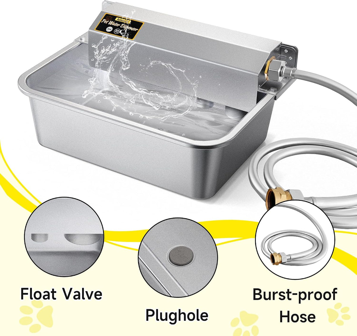 Heavy duty anti tip automatic pet drinking station for multi pet homes