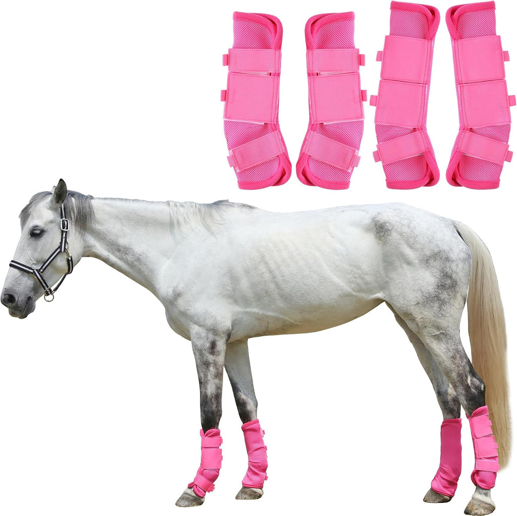 Adjustable Horse Fly Boots Set of 4, Equine Leg Protection Reduce Stomping, Breathable Mesh Fly Boots for Horses, Horse Leggings Leg Guards - Blue - Full - Image 10