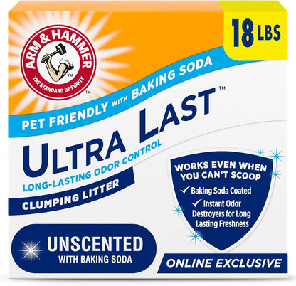 Arm And Hammer Ultra Last Unscented Clumping Cat Litter box front view