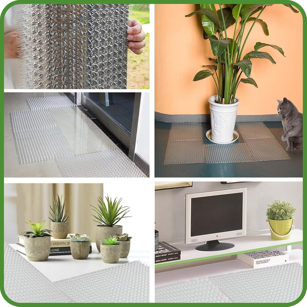 Flexible cat spike mat sheet being installed around furniture