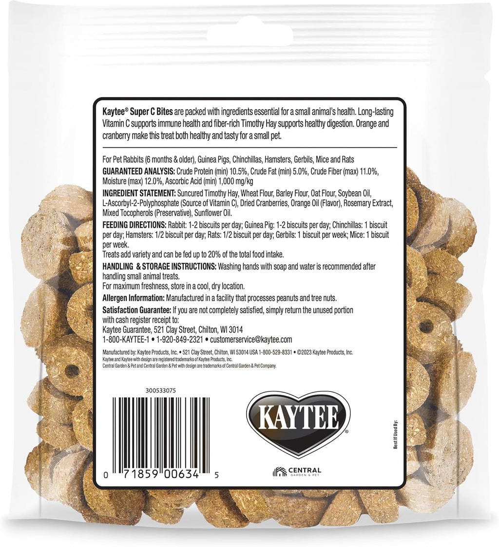 Kaytee Super C Bites Treat For Pet Guinea Pigs, Adult Rabbits, Chinchillas, and Other Small Animals, Cranberry and Orange, 4 oz - Image 9