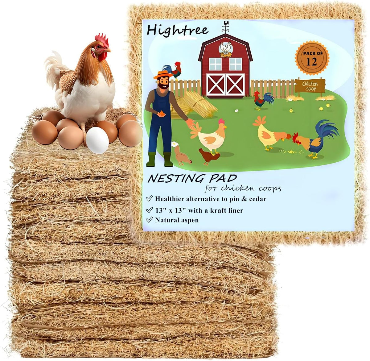 Hightree chicken coop nesting pad front view packaging