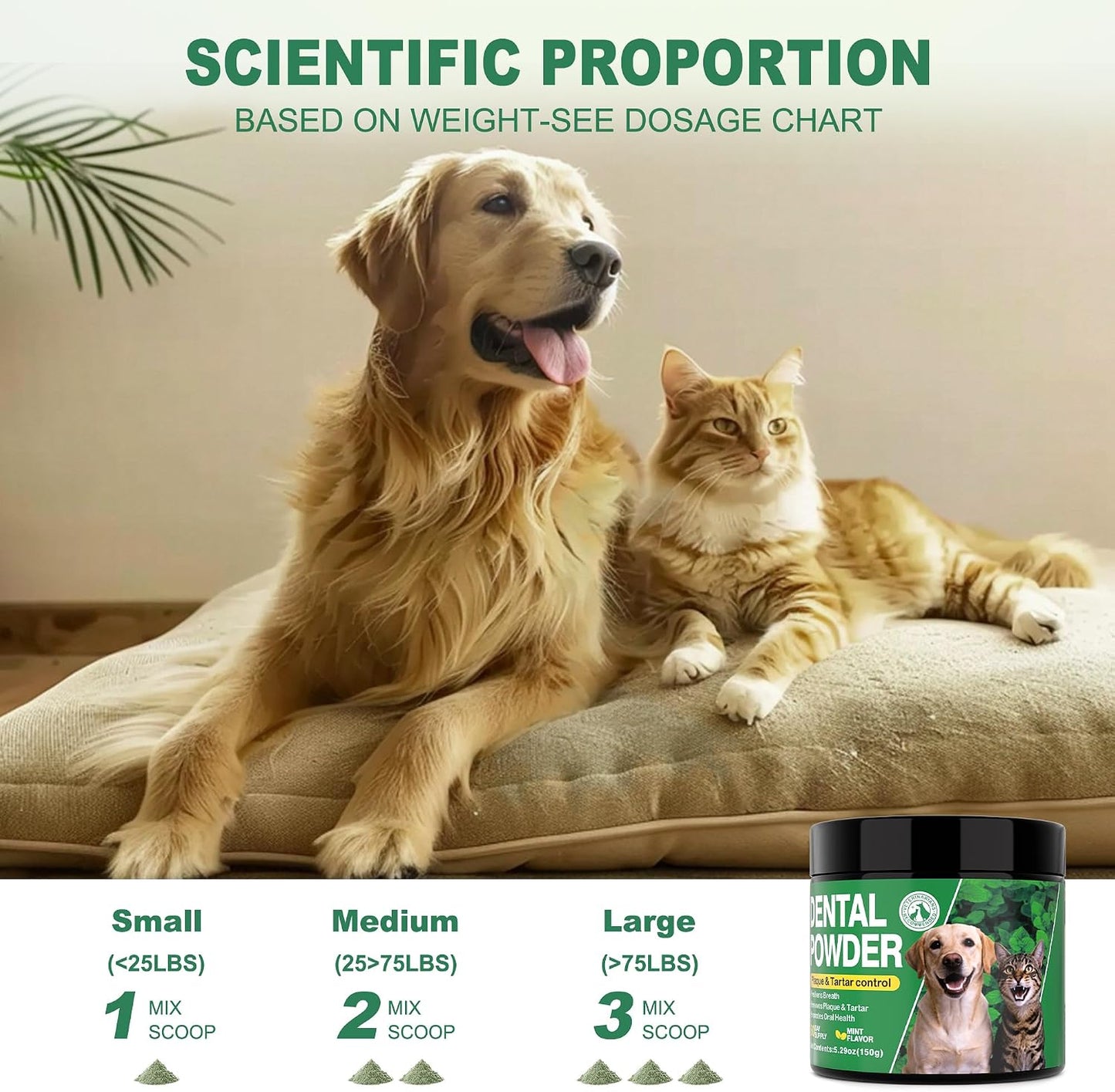 Natural pet oral care powder for dogs and cats bad breath treatment