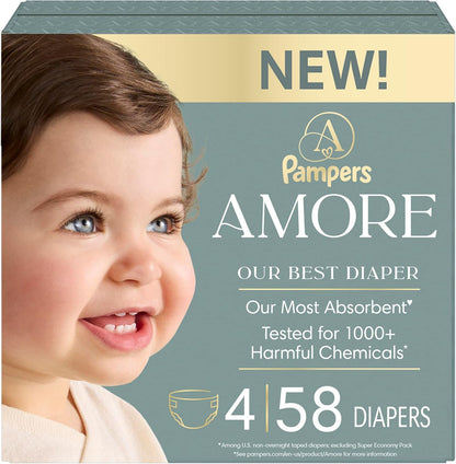 Pampers Amore Size 4 58 Count diapers front view