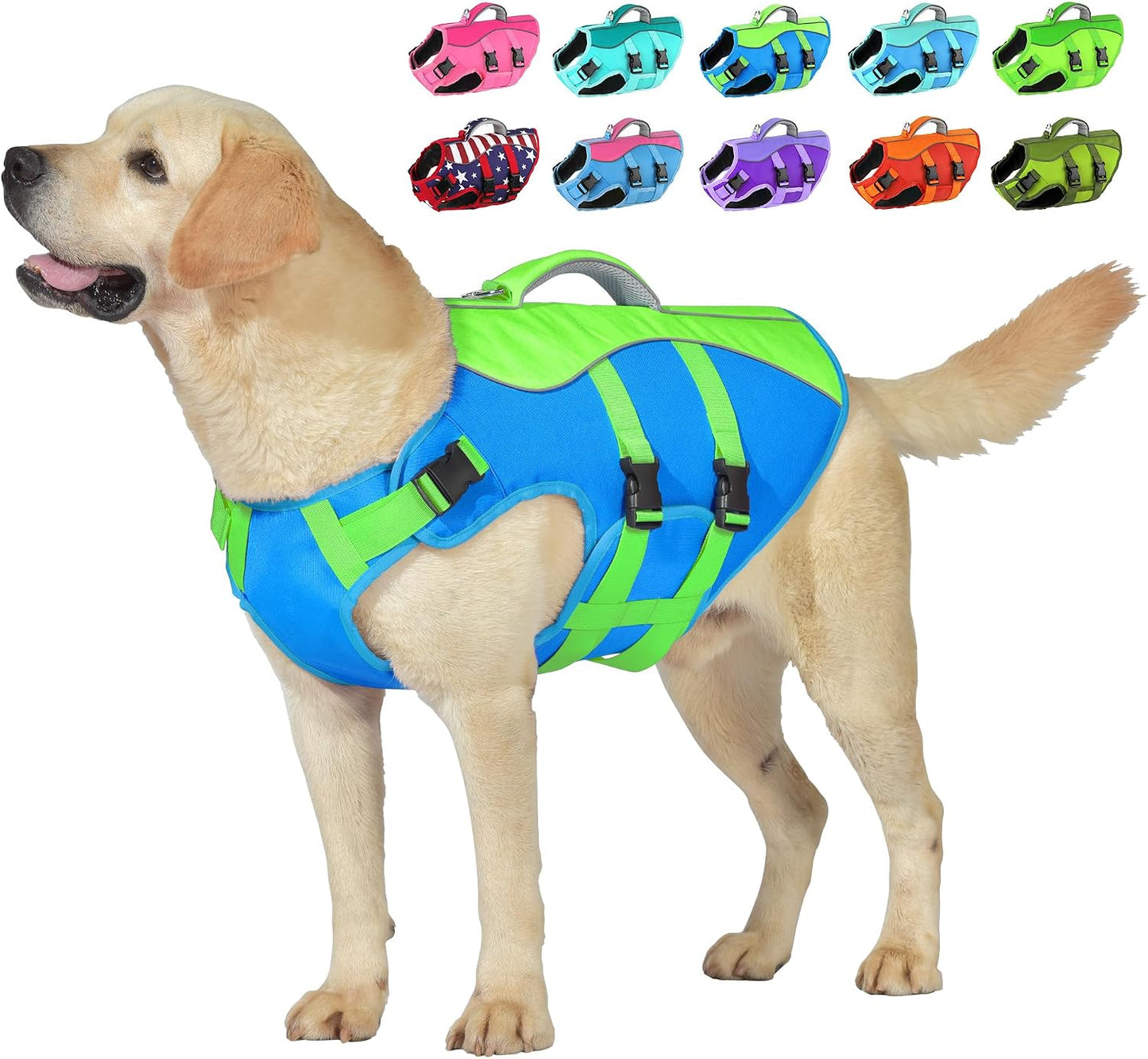 Petglad Dog Life Jacket, High Buoyancy Dog Life Vest with Handle for Swimming Boating, Adjustable Swimming Vest with Reflective Trim for Small Medium Large Dogs - Pink, L - Image 11