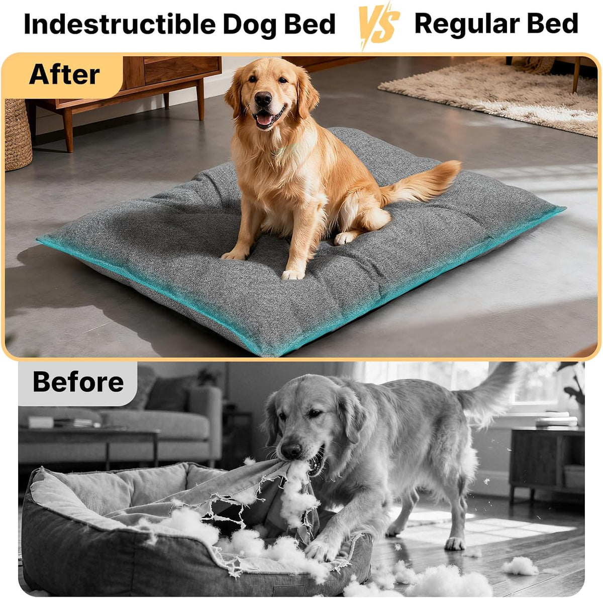 Large chew resistant dog kennel pad for aggressive chewers