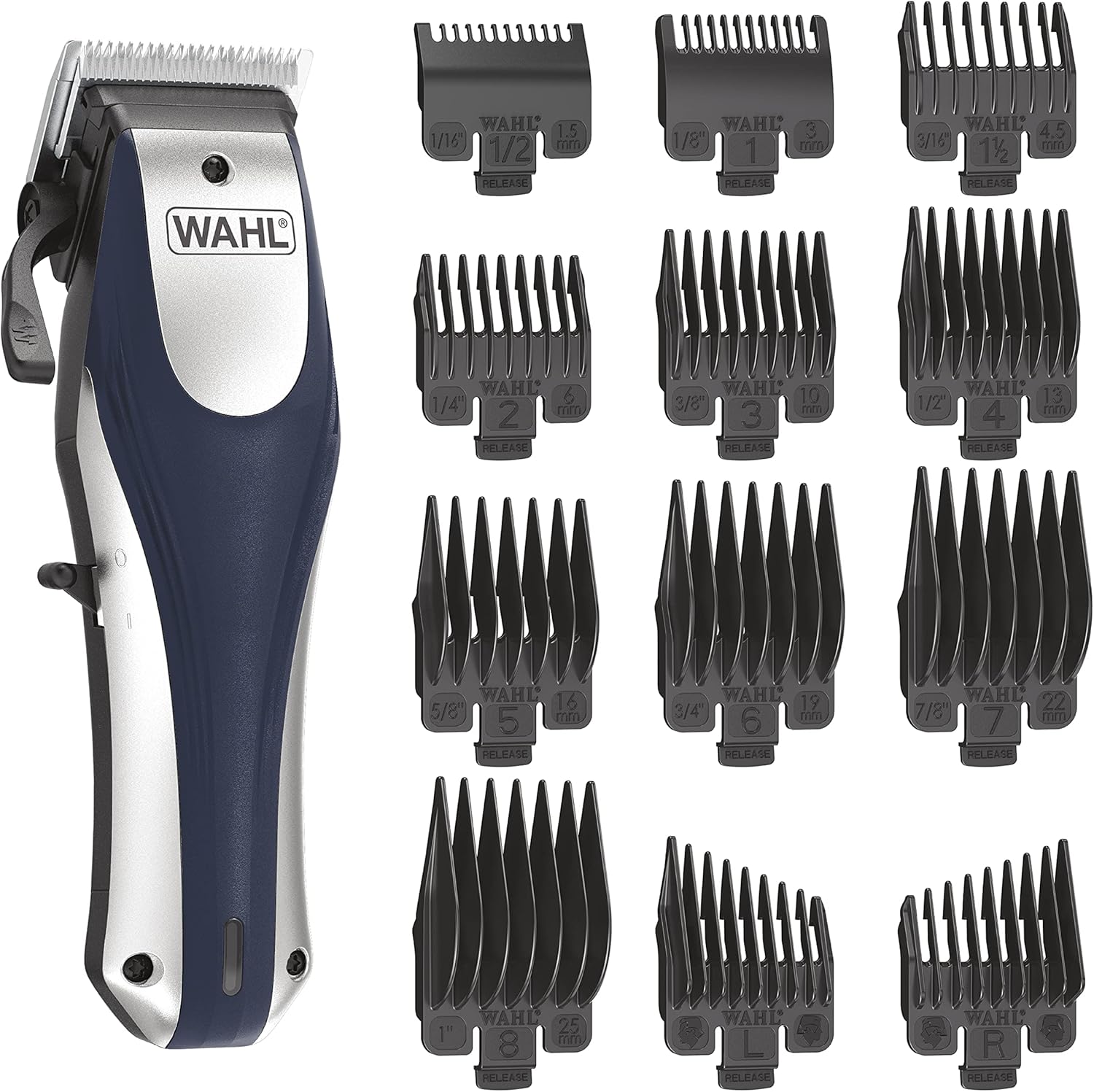 Wahl Lithium Ion Pro hair clipper kit front view showcasing ergonomic body design.
