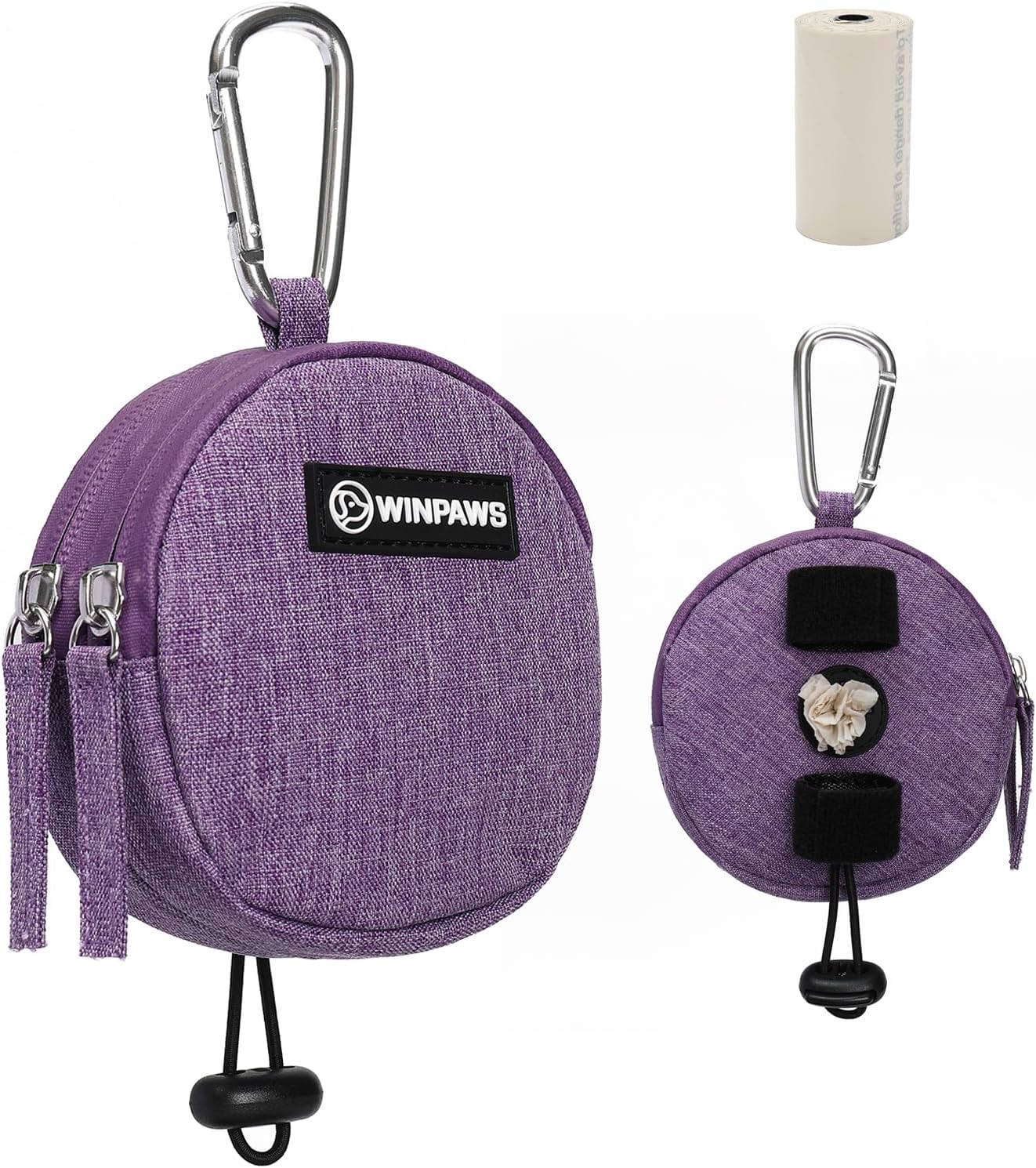 Dog Poop Bag Holder for Leashes- Dog Treat Pouch with Waterproof Zipper,Puppy Training Small Bag with Carabiner & Bungee Toggle,Two Pockets for Dry or Wet Treats-Pet Travel Walking Essentials (Khaki) - Image 10