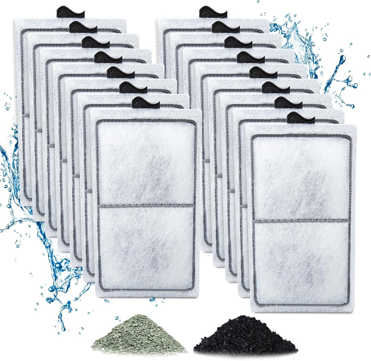 Zuqqony PF-S filter cartridges fifteen pack front view showcasing the blue filtration floss.