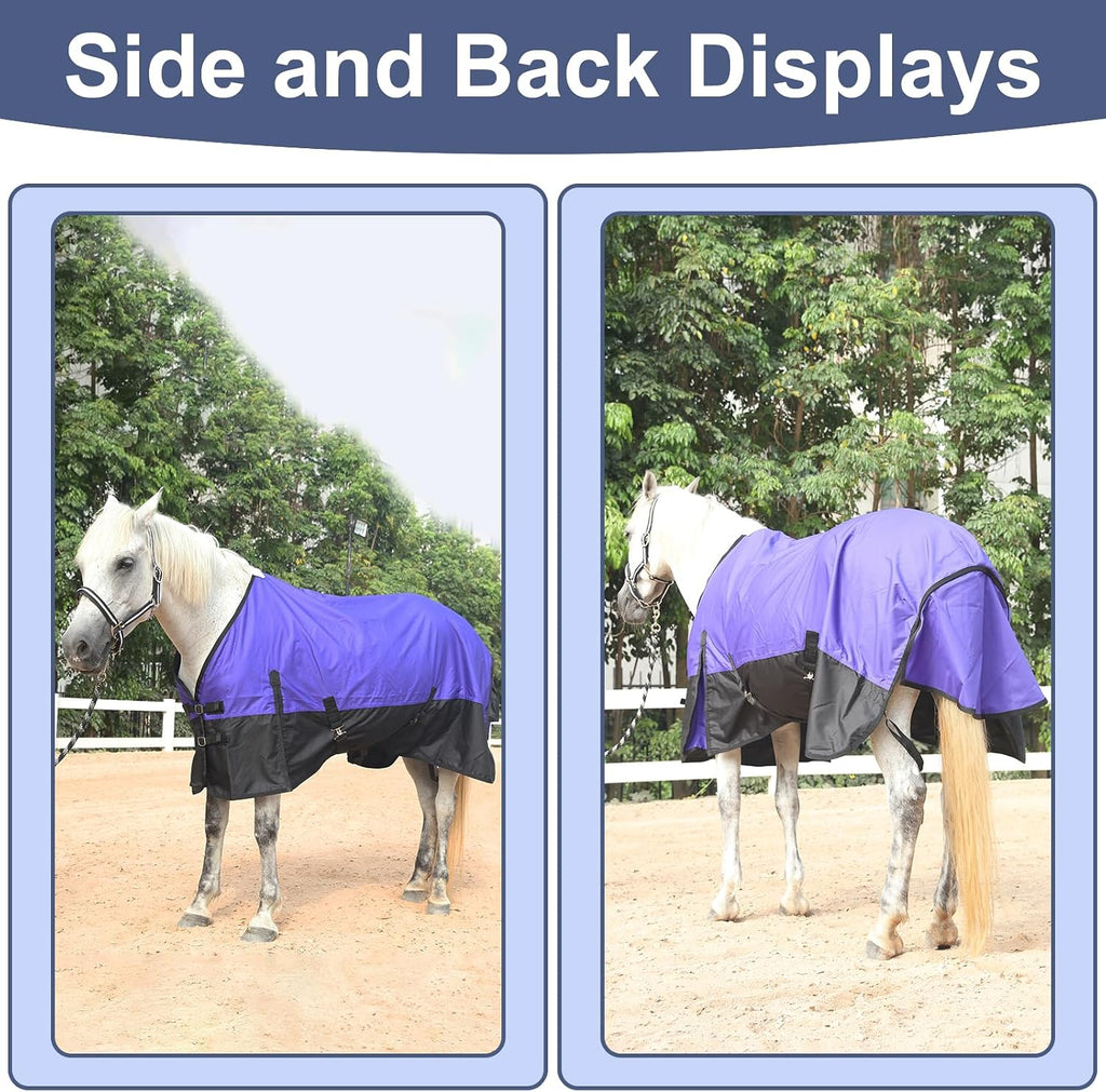 Gallopoff breathable horse rain blanket with secure belly straps