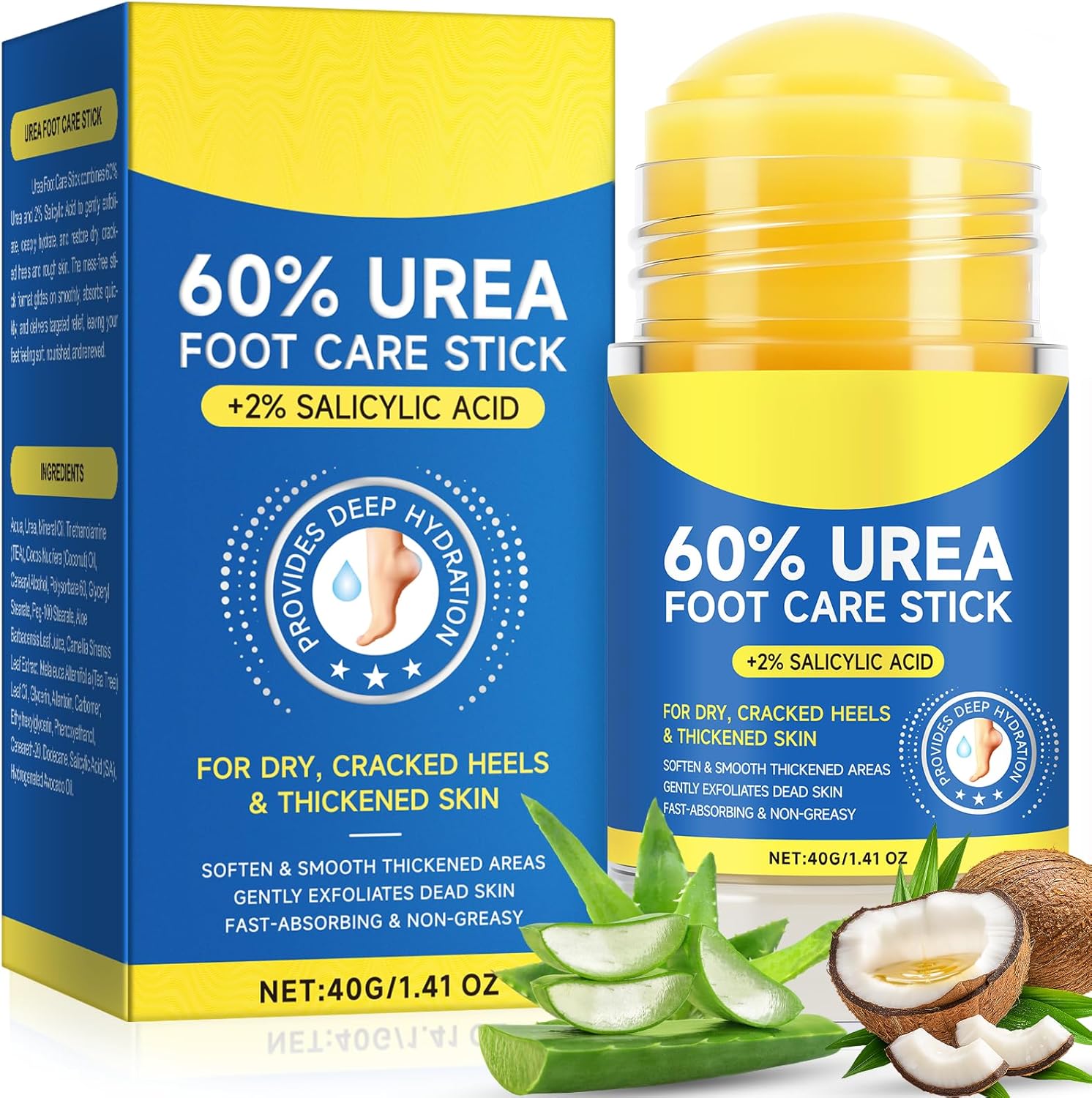 Elaimei 60 percent urea foot care stick front view showing packaging for dry skin relief