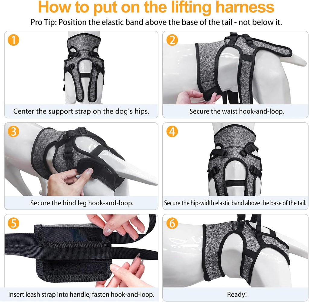 Durable composite fabric details of dog lift harness