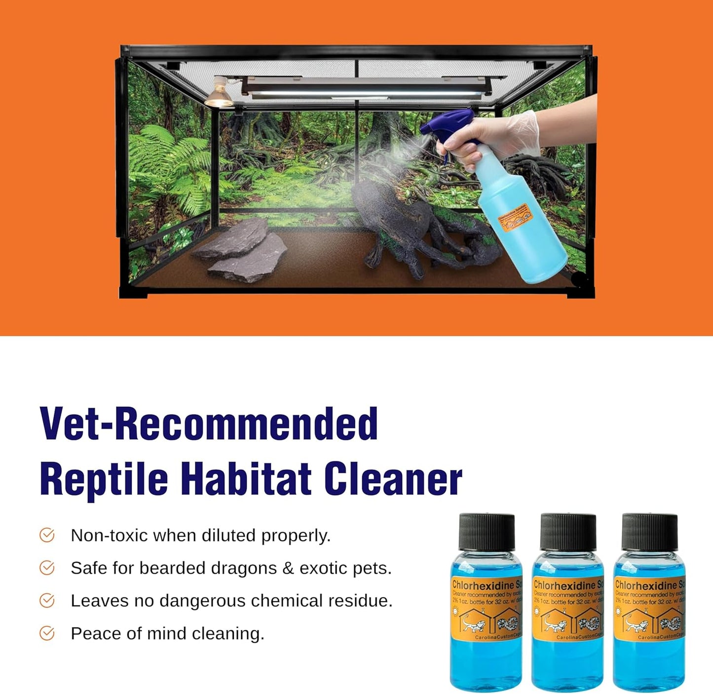 Authentic USA imported reptile enclosure disinfectant solution