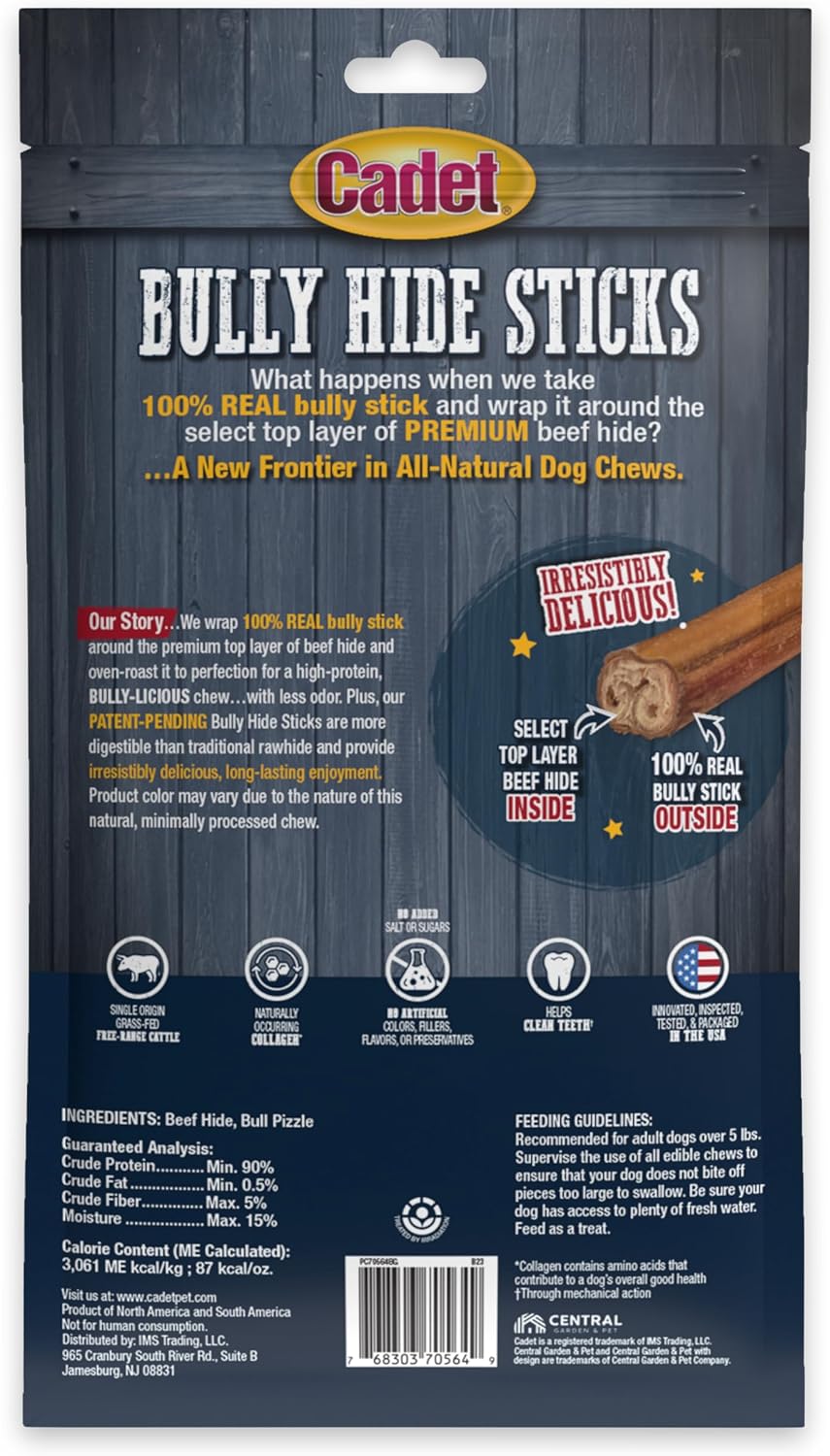 Cadet Bully Hide Sticks for Large Dogs - All-Natural Beef Pizzle, High Protein, Low Fat, Long-Lasting, Grain & Rawhide-Free Dog Chews for Aggressive Chewers, Large (8 Count) - Image 10