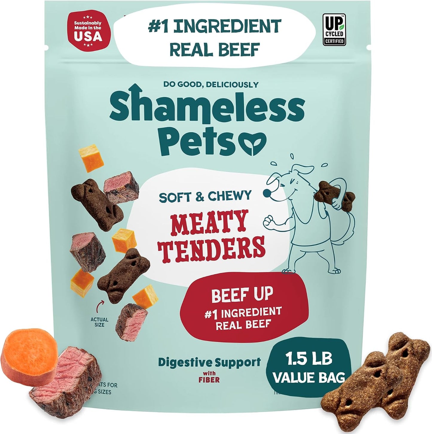 Shameless Pets eight ounce bacon flavor chewy pet treat pouch