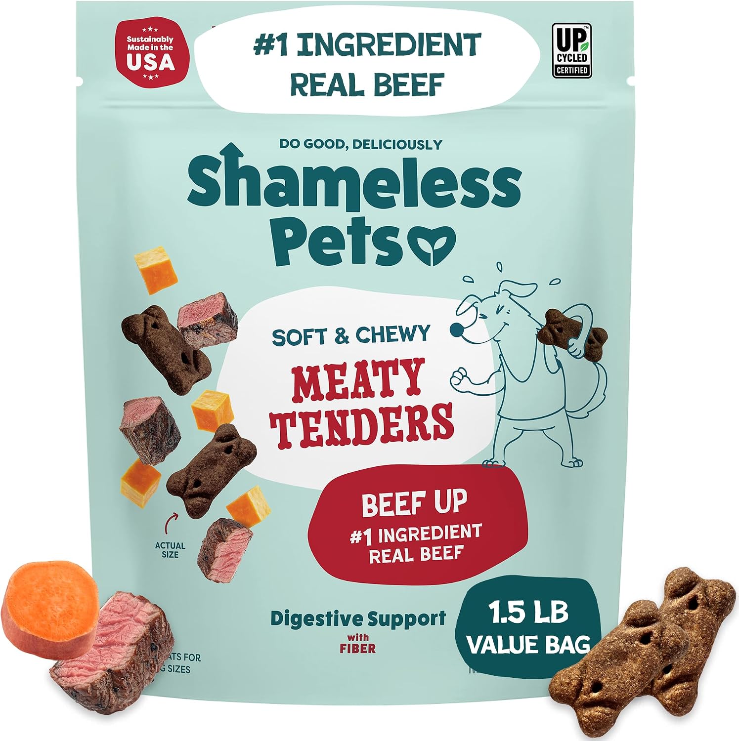 Shameless Pets eight ounce bacon flavor chewy pet treat pouch