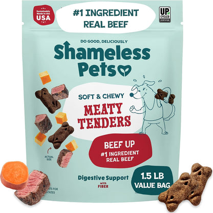 Shameless Pets eight ounce bacon flavor chewy pet treat pouch