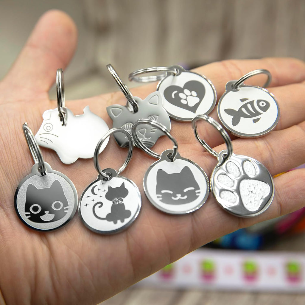 High quality imported American pet product for feline safety and owner contact info