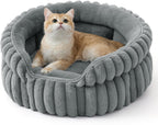 Bedsure ComfyFleece(TM) Cat Bed, Washable Round Cute Pet Beds for Indoor Cats, Super Soft Corduroy Kitten Bed with Anti-Slip Bottom, 20''x20''x8'', Cream - Image 15