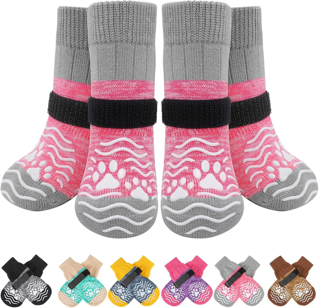 PUPTECK Anti Slip Dog Socks, Shoes with Grippers to Prevent Licking Hardwood Floors Traction, Rubber Boots & Paw Protectors for Small Medium Large Dogs Cold/Hot Pavement, Senior Dogs Booties Khaki - Image 12