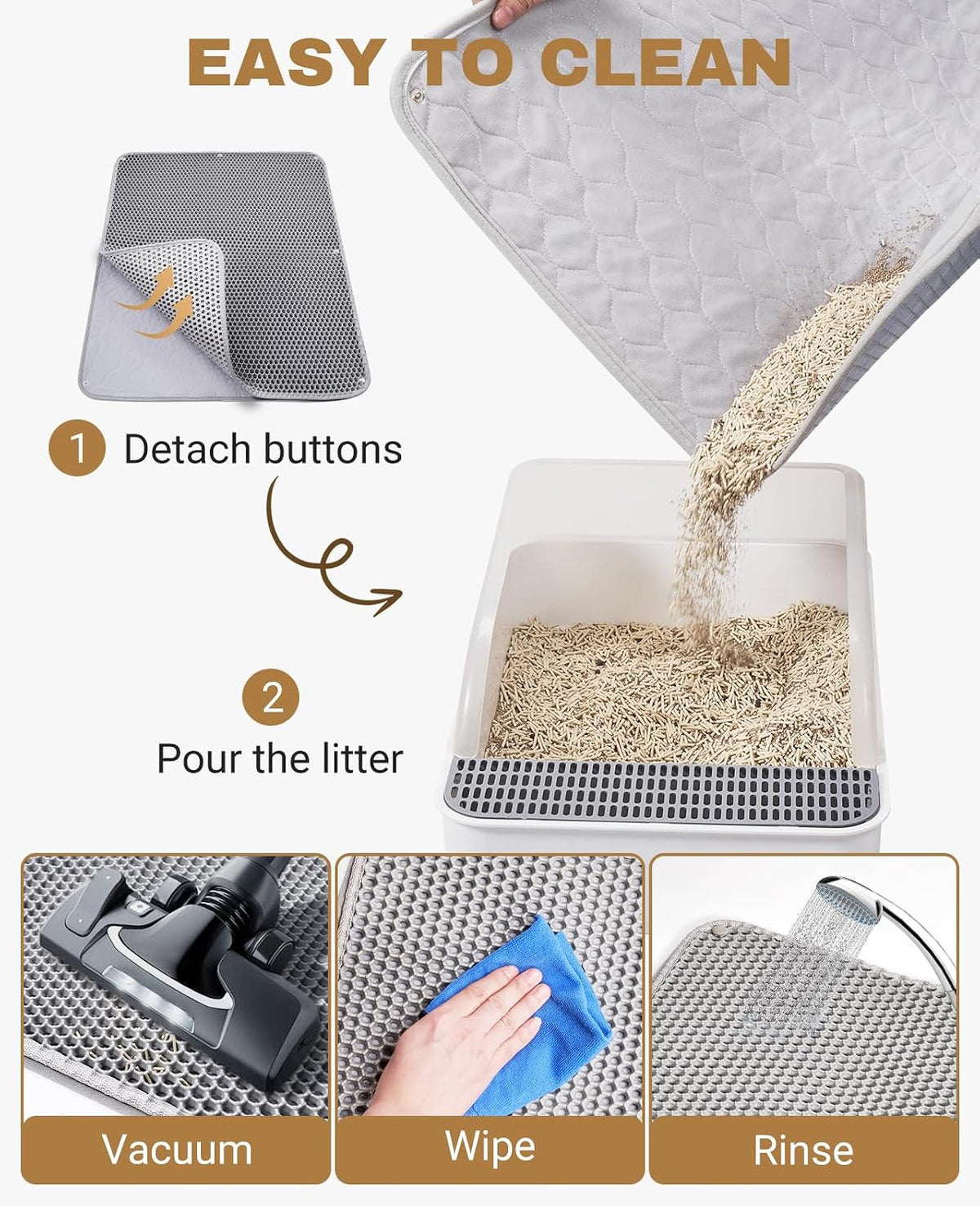 Machine washable polyester bottom layer of Fostanfly cat litter mat