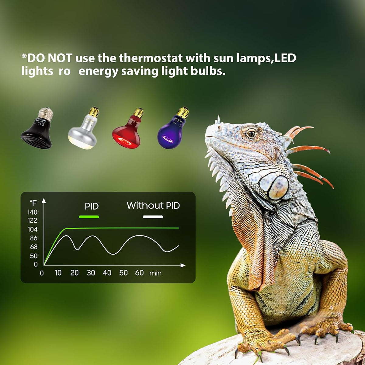 Repwild reptile thermostat control buttons and mode indicators