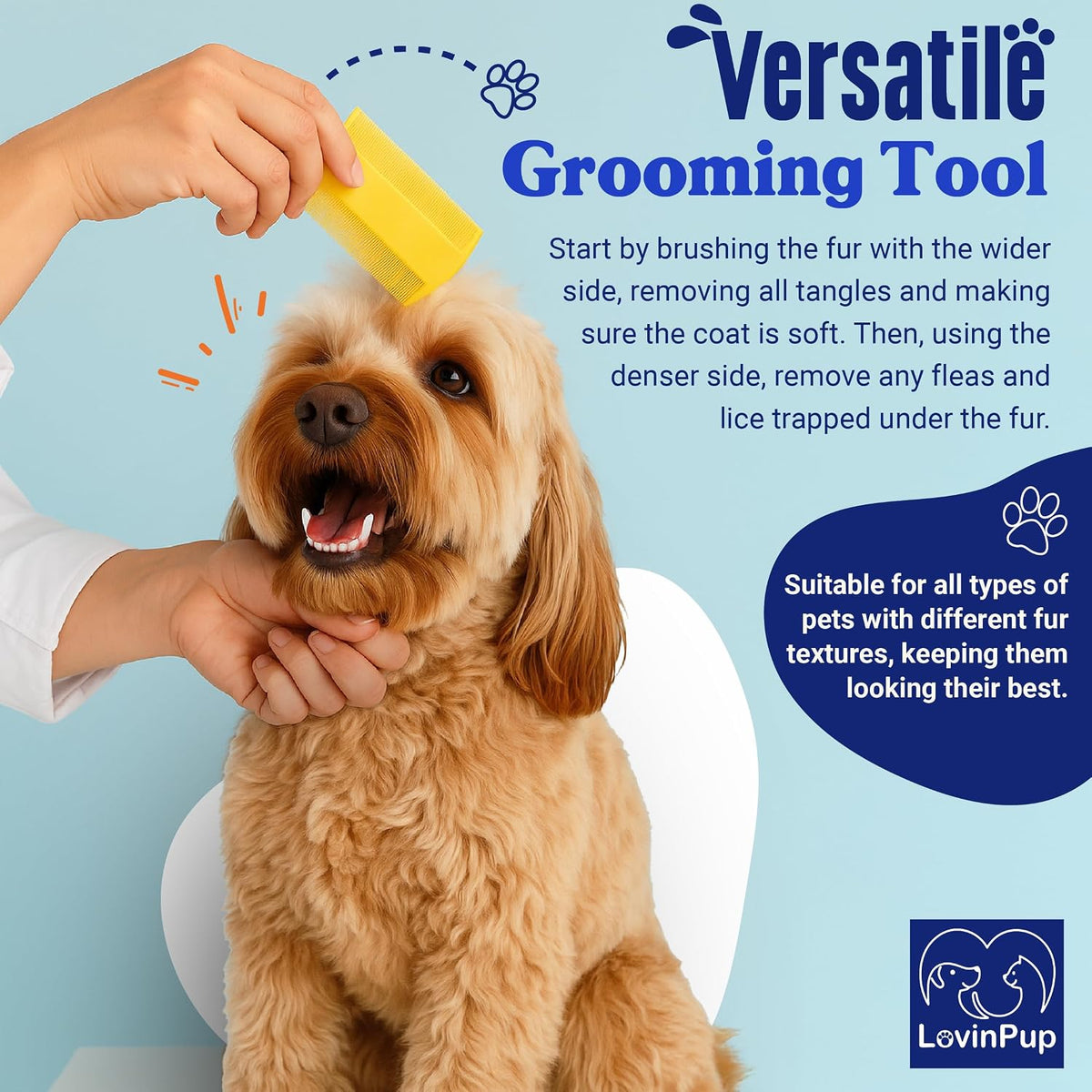 LovinPup double sided professional comb for cat grooming