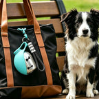 Foldable travel pet water dispenser being packed into an outdoor backpack.