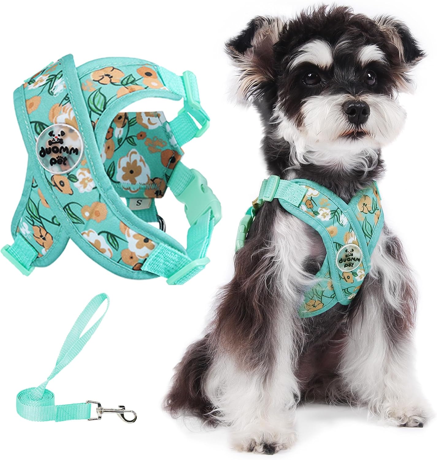 Patas Lague Dog Harness with Leash Set Adjustable Soft Padded Step-in Dog Vest No Choke No Pull Reflective for Small Medium Pets with Poop Bags and Dispenser, Solid and No-chew, Pink M - Image 9