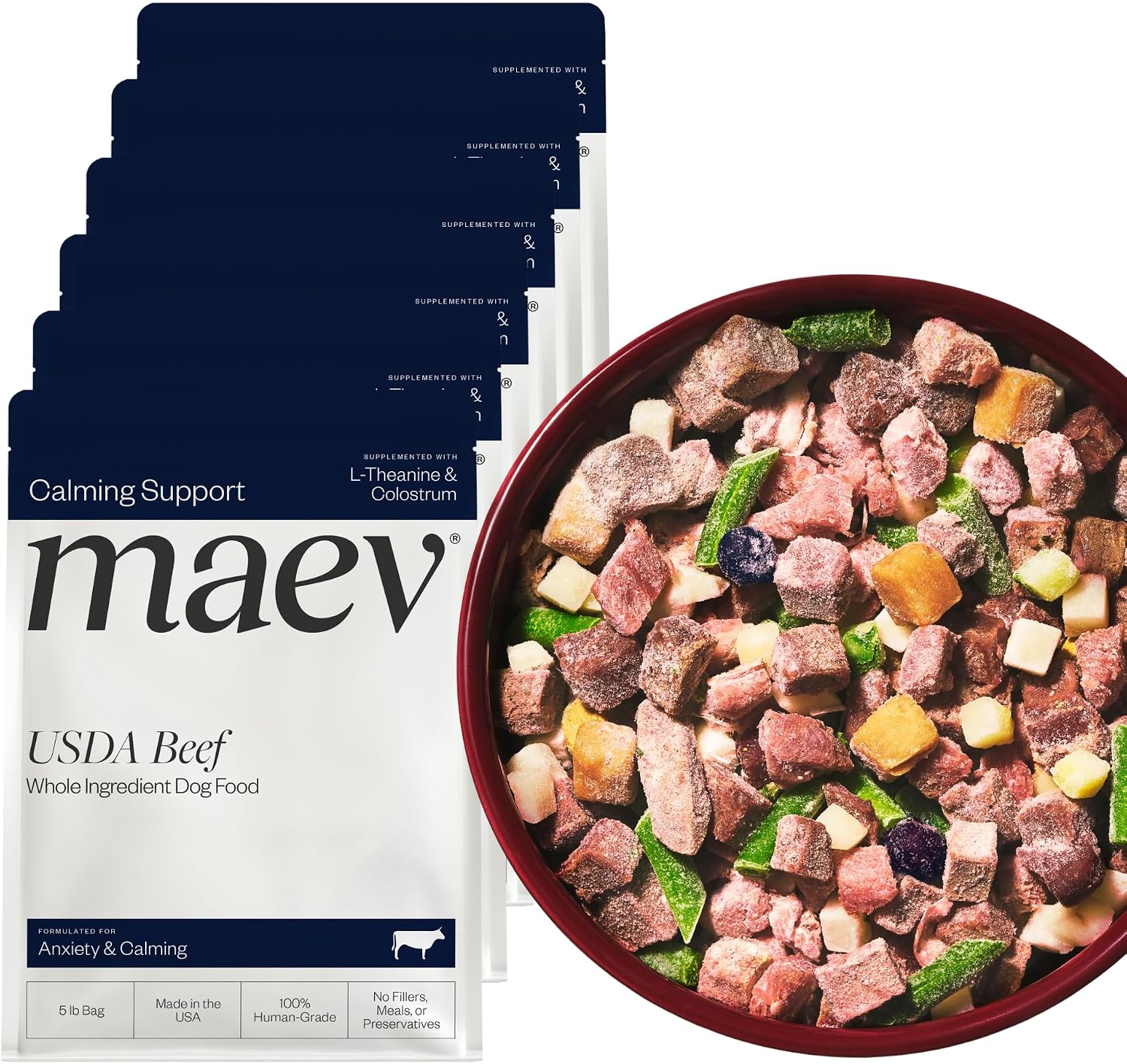 Maev Human-Grade Fresh-Frozen Beef Dog Food, Anxiety & Calming Formula | High-Protein, Grain-Free, Whole Ingredient Raw Food for Dogs | Complete & Balanced Meal or Topper | Made in USA | 5 lb - Image 15