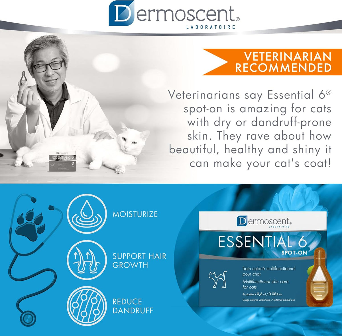 Side profile of Dermoscent Essential 6 cat spot on box