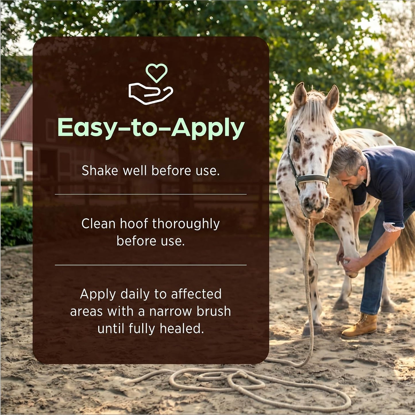 Waterproof antiseptic and antifungal hoof protection bottle application view