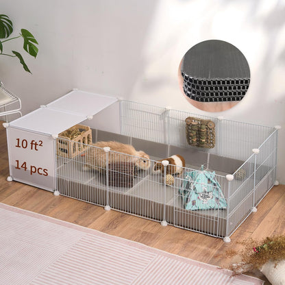 Guinea Pig Cages with Corrugated Liner 10ft CNC Small Animal Playpen Indoor Bunny Rabbit Cage Large Critter Habitat Hedgehog Pet Hutch 55x28x14inch - Image 1