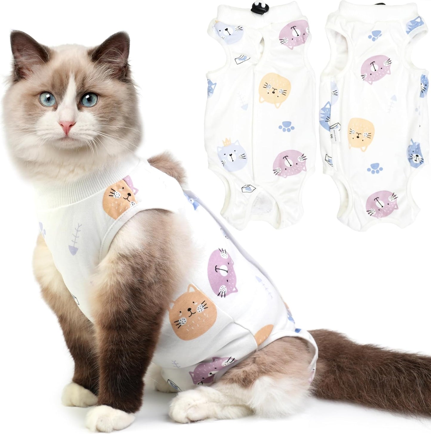 Hpetppy Cat Recovery Suit for Spay Abdominal Wounds, Kitten Onesie Bodysuit for Cats After Surgery, Cat Surgery Recovery Suit Female Cone of Shame Alternative for Cats Anti Licking (Pink,M) - Image 12