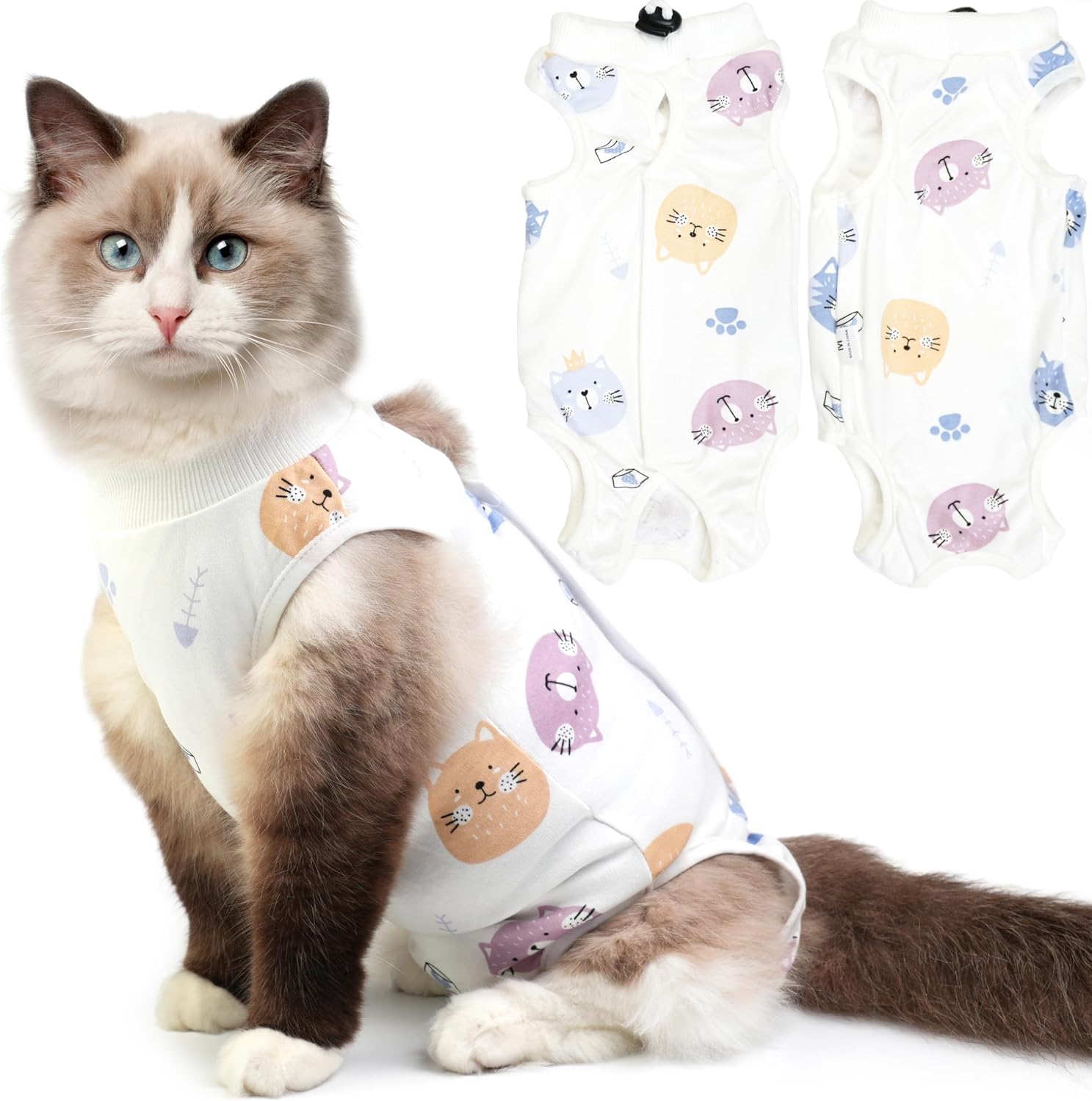 Hpetppy Cat Recovery Suit for Spay Abdominal Wounds, Kitten Onesie Bodysuit for Cats After Surgery, Cat Surgery Recovery Suit Female Cone of Shame Alternative for Cats Anti Licking (Pink,M) - Image 12
