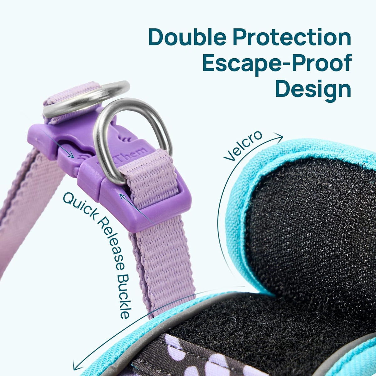PetThem adjustable kitten harness reflective strips glowing in the dark.